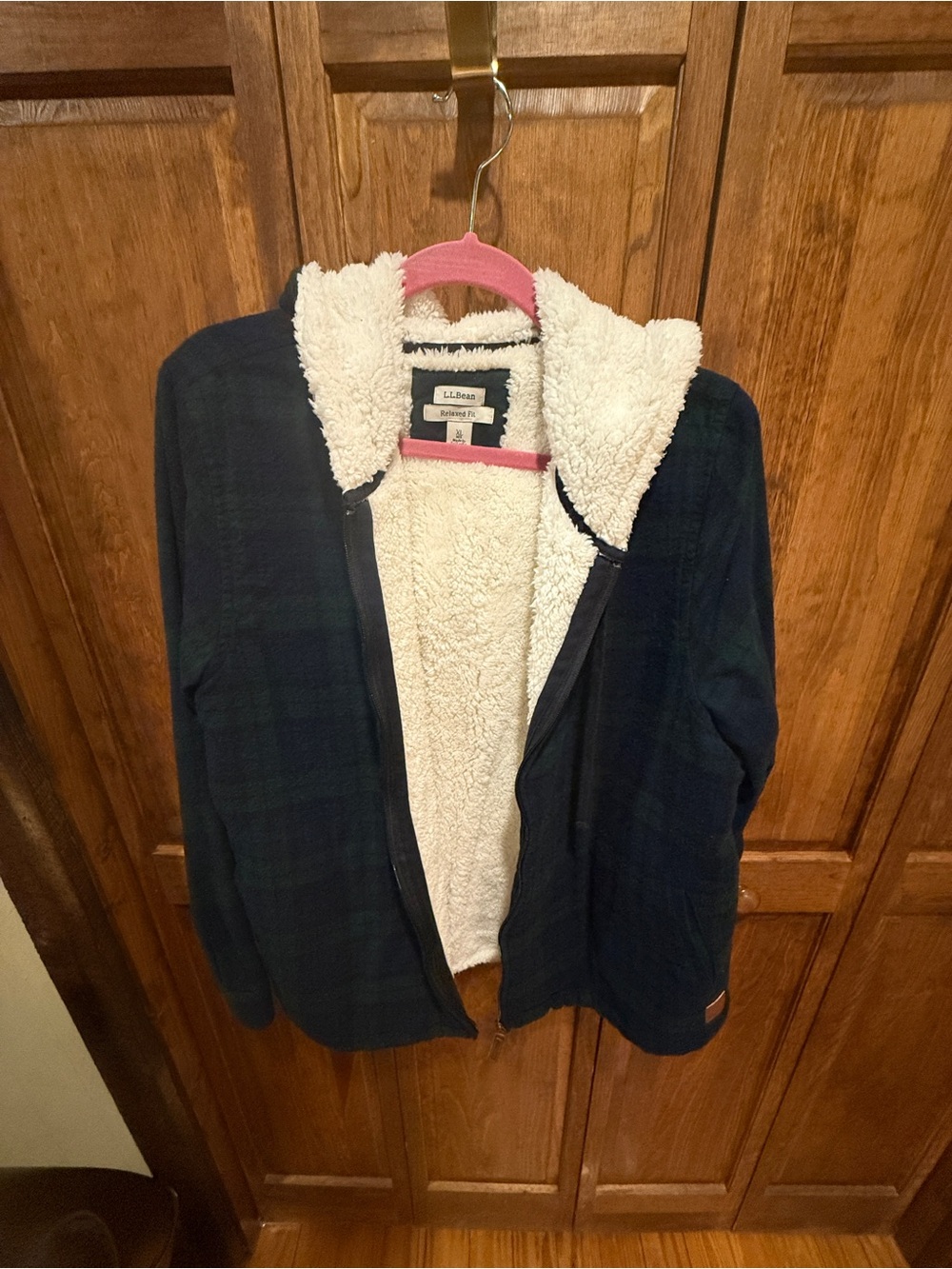 L.L.Bean Scotch Plaid Flannel Sherpa-Lined Zip Hoodie XL